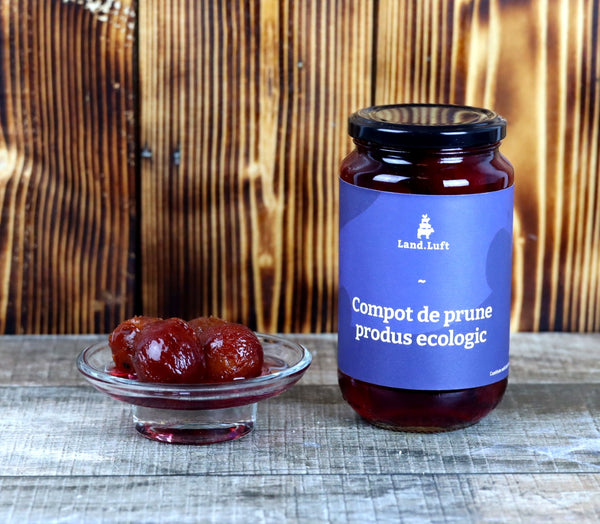 Compot de prune bio – 590g – Certificat Ecologic – Land.Luft